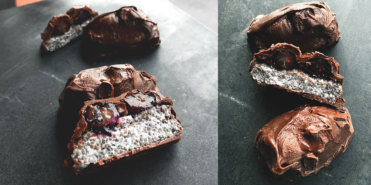 Recette par Anouck Grau: Rocher Myrtilles, graines de chia et lait de coco